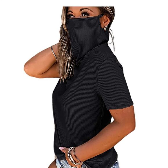Mask turtleneck Black Size M New With Tags - Picture 2 of 5